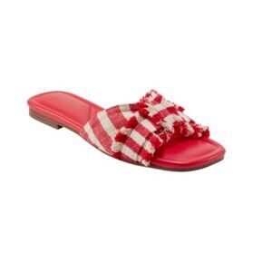 Marc Fisher Womens Orbit Knotted Flat Slide Sandals Red Stripe Size 8.5 New